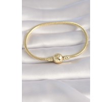 Pirinç Gold Renk İşleme Detay Charm Model Kadın Bileklik - TJ-BB5988