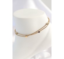 316L Çelik Gold Renk 2'li Minimal Kare Model Kadın Halhal - TJ-HH1548