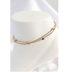 316L Çelik Gold Renk 2'li Minimal Kare Model Kadın Halhal - TJ-HH1548