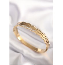 316L Çelik Zikzak Model Gold Renk Kadın Kelepçe Bilezik - TJ-BB6026