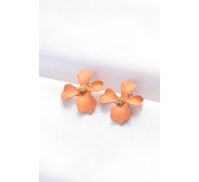 Turuncu Renk Taşlı Çiçek Küpe - TJ-BKP8851