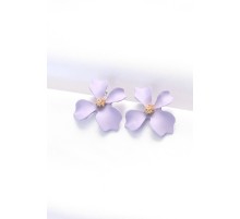 Lila Renk Taşlı Çiçek Küpe - TJ-BKP8859