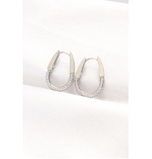 Pirinç Gümüş Renk Taşlı Küpe - TJ-BKP8889