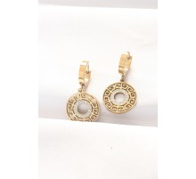 Pirinç Gold Renk Taşlı Oval Küpe - TJ-BKP8886