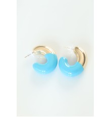 CCB Mavi Gold Çift Renk Küpe - TJ-BKP8876