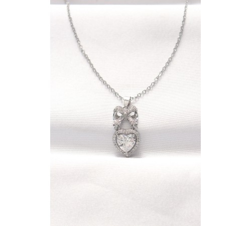 316L Çelik Silver Renk Zirkon Taşlı Kalpli Fiyonk Kolye - TJ-BKO8519 316L Çelik Silver Renk Zirkon Taşlı Kalpli Fiyonk Kolye - TJ-BKO8519