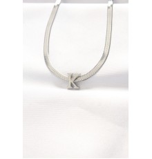 316L Çelik K Harfli Silver Renk İtalyan Zincirli Kolye - TJ-BKO8533