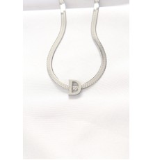 316L Çelik D Harfli Silver Renk İtalyan Zincirli Kolye - TJ-BKO8534