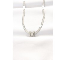 316L Çelik M Harfli Silver Renk İtalyan Zincirli Kolye - TJ-BKO8545