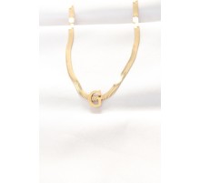 316L Çelik G Harfli Gold Renk İtalyan Zincirli Kolye - TJ-BKO8548