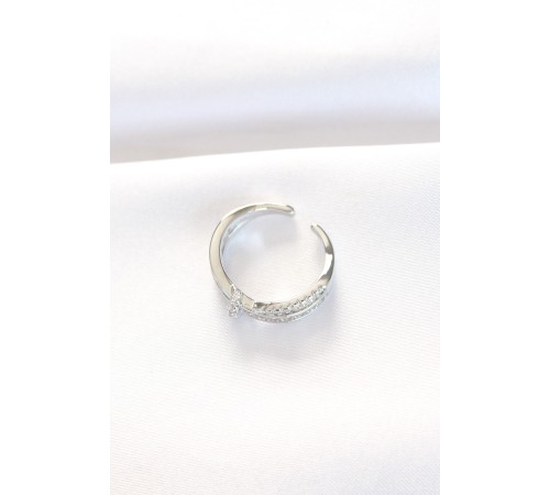 Kıvrım Model Silver Renk Zirkon Taşlı Ayarlanabilir Yüzük - TJ-BYK3106 Kıvrım Model Silver Renk Zirkon Taşlı Ayarlanabilir Yüzük - TJ-BYK3106
