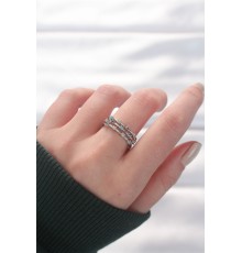 Renkli Zirkon Taşlı Silver Renk Ayarlanabilir Yüzük - TJ-BYK3131