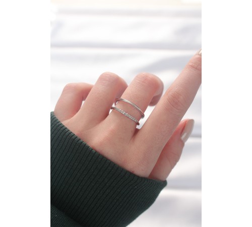 2li Görünümlü Su Yolu Tasarımlı Silver Renk Ayarlanabilir Yüzük - TJ-BYK3135 2li Görünümlü Su Yolu Tasarımlı Silver Renk Ayarlanabilir Yüzük - TJ-BYK3135