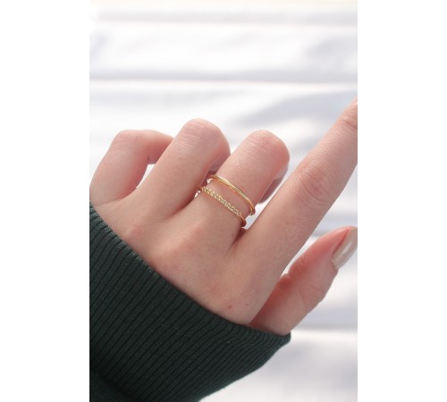 2li Görünümlü Su Yolu Tasarımlı Gold Renk Ayarlanabilir Yüzük - TJ-BYK3136 2li Görünümlü Su Yolu Tasarımlı Gold Renk Ayarlanabilir Yüzük - TJ-BYK3136