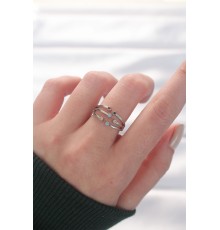 Renkli Zirkon Taşlı Silver Renk Ayarlanabilir Yüzük - TJ-BYK3139