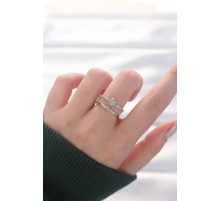 2li Görünümlü Topçuk Model Silver Renk Ayarlanabilir Yüzük - TJ-BYK3141