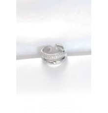 Zirkon Taşlı 2li Görünümlü Silver Renk Ayarlanabilir Bombe Yüzük - TJ-BYK3124