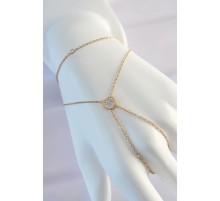 316L Çelik Gold Renk Minimal Zirkon Taşlı Kalp Şahmeran - TJ-SN579