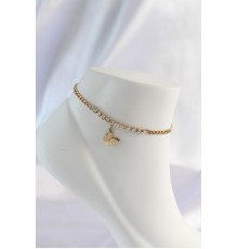 316L Çelik Gold Renk Zirkon Taşlı Kelebek Tasarımlı Halhal - TJ-HH1571