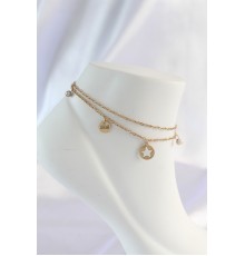 316L Çelik Gold Renk Zirkon Taş Detay Yıldız Halhal - TJ-HH1582