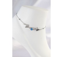 316L Çelik Gümüş Renk Nazar Boncuk Detay Kelebek Halhal - TJ-HH1602