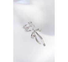 Pirinç Gümüş Renk Zirkon Taş Detay Fiyonk Model Earcuf Küpe - TJ-BKP8927