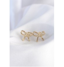 Pirinç Gold Renk Minimal Fiyonk Küpe - TJ-BKP8928