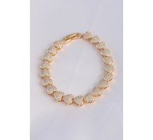 Vip Seri Pirinç Zirkon Taşlı Gold Renk Kalp Model Bileklik - TJ-BB6075