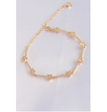Vip Seri Pirinç Zirkon Taşlı Gold Renk Halley Model Bileklik - TJ-BB6081