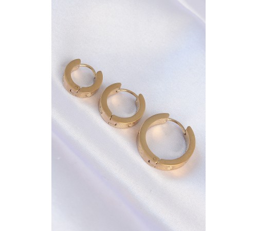 316L Çelik Gold Renk Model 3lü Halka Küpe - TJ-BKP9011 316L Çelik Gold Renk Model 3lü Halka Küpe - TJ-BKP9011