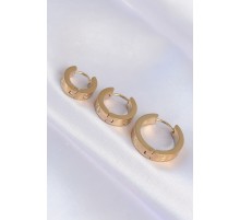 316L Çelik Gold Renk Model 3lü Halka Küpe - TJ-BKP9011