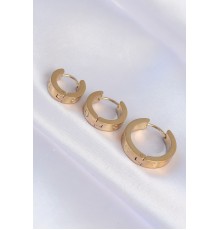 316L Çelik Gold Renk Model 3lü Halka Küpe - TJ-BKP9011