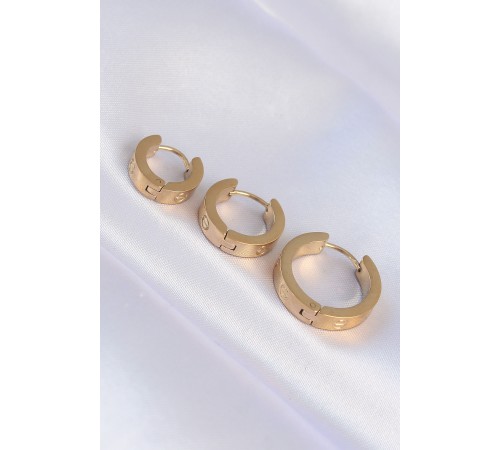 316L Çelik Gold Renk Model 3lü Halka Küpe - TJ-BKP9011 316L Çelik Gold Renk Model 3lü Halka Küpe - TJ-BKP9011