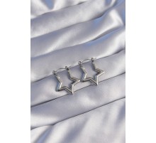 316L Çelik Gümüş Renk Yıldız Küpe - TJ-BKP9044