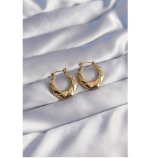 316L Çelik Gold Renk Kıvrımlı Görünüm Geometrik Model Küpe - TJ-BKP9054