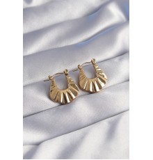 316L Çelik Gold Renk Kabartmalı Görünüm Küpe - TJ-BKP9055