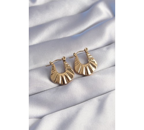 316L Çelik Gold Renk Kabartmalı Görünüm Küpe - TJ-BKP9055 316L Çelik Gold Renk Kabartmalı Görünüm Küpe - TJ-BKP9055