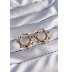 316L Çelik Gold Renk Topçuk Tasarımlı Oval Küpe - TJ-BKP9057