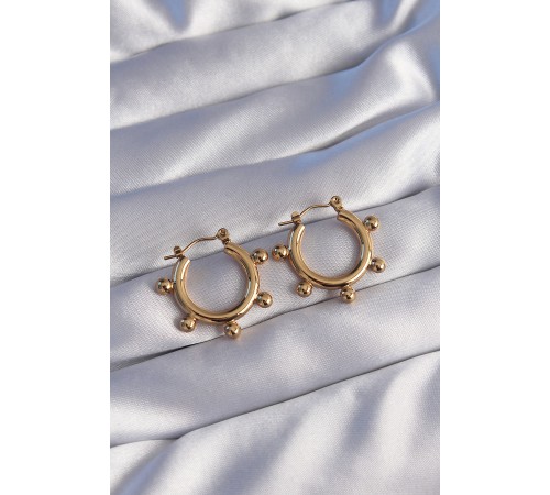 316L Çelik Gold Renk Topçuk Tasarımlı Oval Küpe - TJ-BKP9057 316L Çelik Gold Renk Topçuk Tasarımlı Oval Küpe - TJ-BKP9057