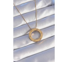 316L Çelik Gold Renk Zirkon Taşlı Model Kolye - TJ-BKO8883