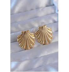 316L Çelik Gold Renk İstiridye Model Küpe - TJ-BKP9104