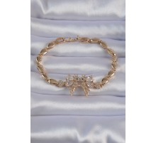 Pirinç Gold Renk Zirkon Taşlı Tinkerbell Figürlü Damla Model Bileklik - TJ-BB6138