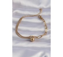 316L Çelik Gold Renk Topçuk Model Zincir Bileklik - TJ-BB6163