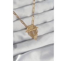 316L Çelik Zincir Gold Renk Zirkon Taşlı Serenay Kolyesi - TJ-BKO8904