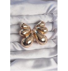 Pirinç Gold Renk İri Bombeli Kelebek Küpe - TJ-BKP9111