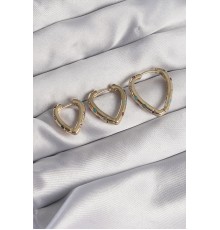 Pirinç Gold Renk Renkli Zirkon Taşlı Kalp Model Küpe Seti - TJ-BKP9115
