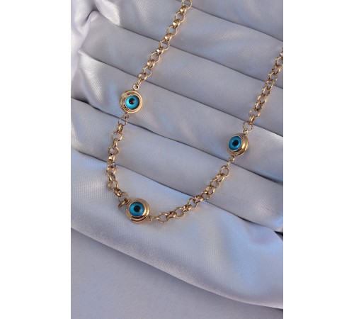 316L Çelik Gold Renk Nazar Boncuk Model Kolye - TJ-BKO8947 316L Çelik Gold Renk Nazar Boncuk Model Kolye - TJ-BKO8947