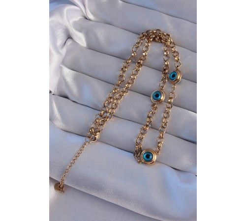 316L Çelik Gold Renk Nazar Boncuk Model Kolye - TJ-BKO8947 316L Çelik Gold Renk Nazar Boncuk Model Kolye - TJ-BKO8947