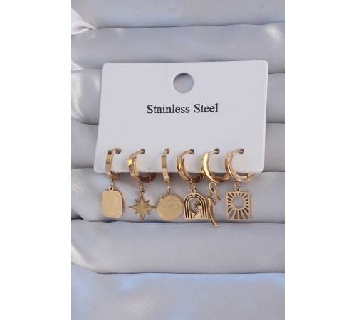 316L Çelik Gold Renk Yıldız Figürlü Tarot Model Halka Küpe Seti - TJ-BKP9156 316L Çelik Gold Renk Yıldız Figürlü Tarot Model Halka Küpe Seti - TJ-BKP9156