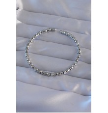 Pirinç Gümüş Renk Oval Detaylı Bileklik - TJ-BB6218